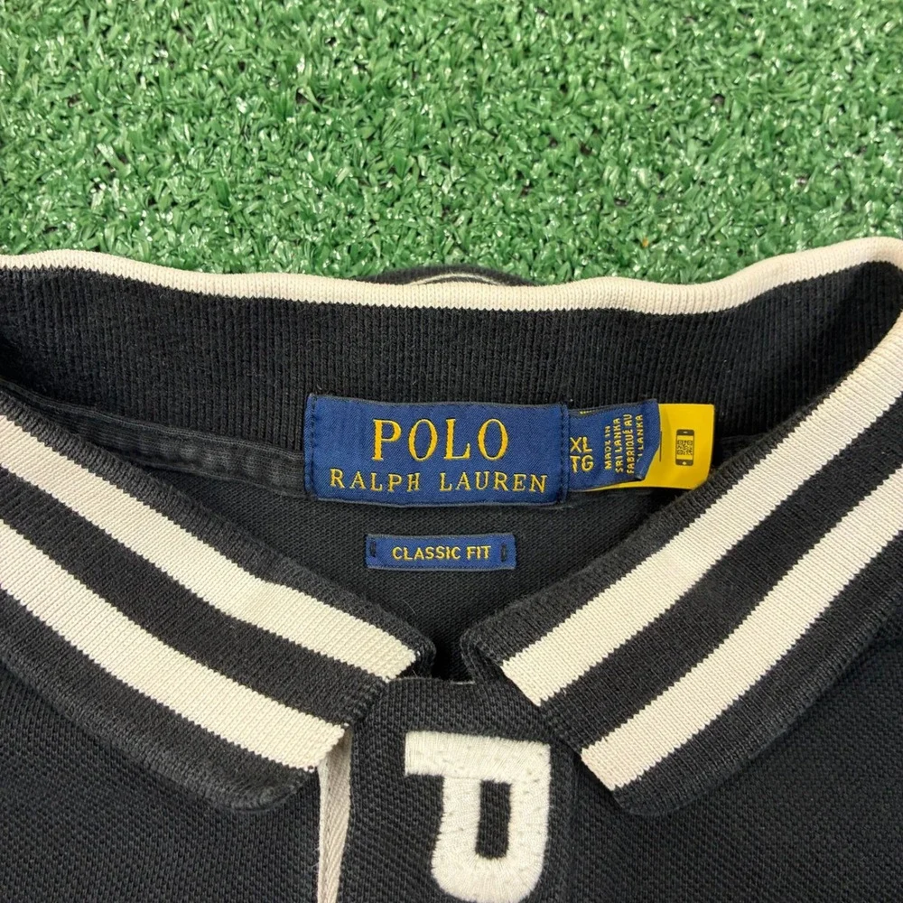 Y2K Polo Ralph Lauren Polo Shirt Spellout Placket Black XL